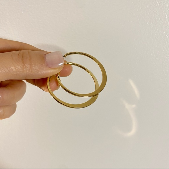 4/$15 Minimalistic Polished Gold Blade Hoop Earrings - Picture 3 of 7